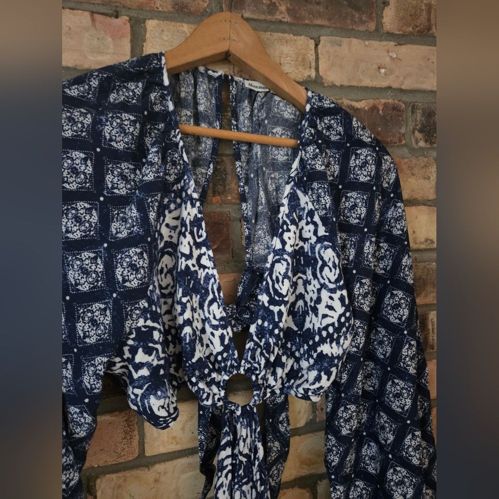 Abercrombie And Fitch Angel Sleeve O Ring Cut Out Blue Maxi Long Dress Sz Medium - Picture 4 of 6